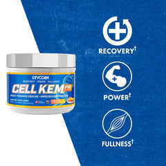 Evogen Cell K.E.M. PR V.2 powder being poured for recovery shake