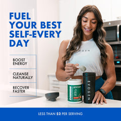 Evogen Evogreens athlete recovery shake for post-workout nourishment.
