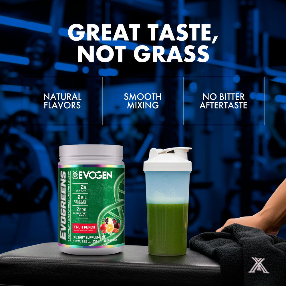 Evogen Evogreens organic spirulina powder supports nutrient-rich smoothies.