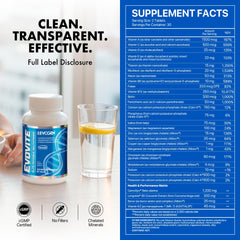 Evogen Evovite nutrition panel highlighting complete vitamin and mineral support