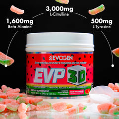 Pouring EVP 3D powder into a shaker for a refreshing sugar-free drink.