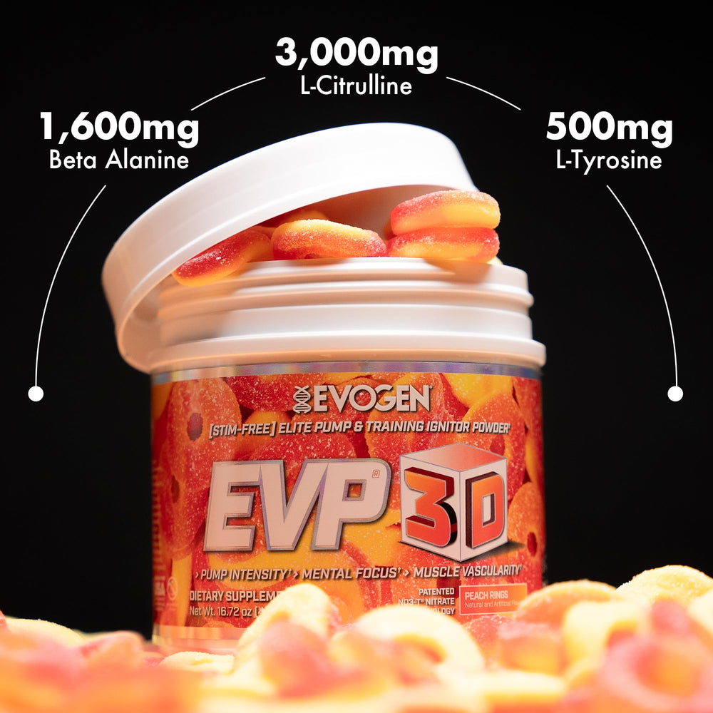 Evogen EVP-3D label features Lions Mane for mental focus without stimulants.