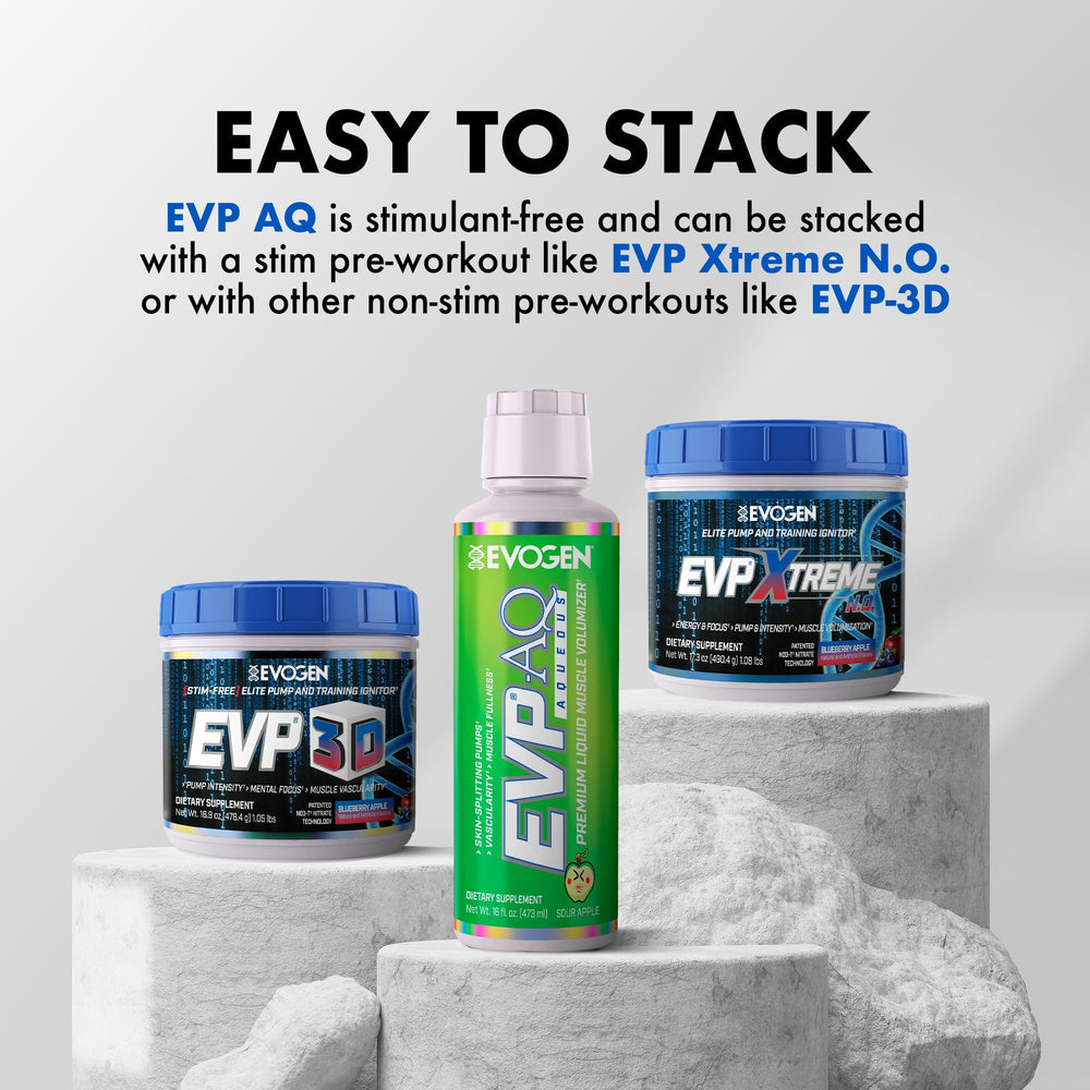 Evogen EVP AQ hydration glass demonstrating sustained performance support