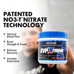 Close-up of Evogen EVP Xtreme NO label showing key ingredients.
