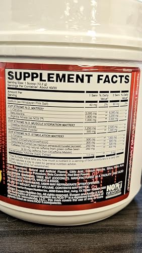 Evogen EVP Xtreme NO label close-up shows clean, premium ingredients.