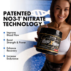 Close-up of Evogen EVP Xtreme NO label highlighting NO3-T and caffeine.