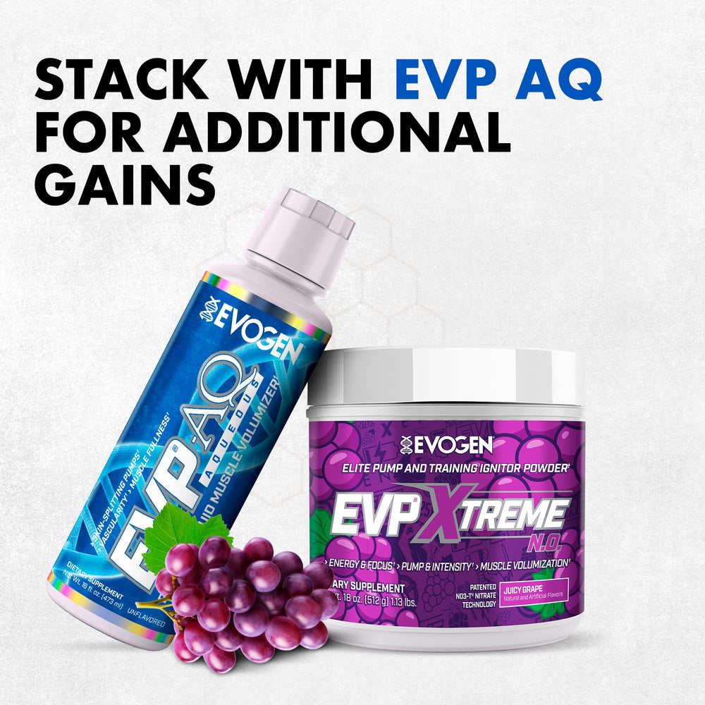 Juicy Grape flavor of Evogen EVP 3D in a glass, stimulant-free pre-workout