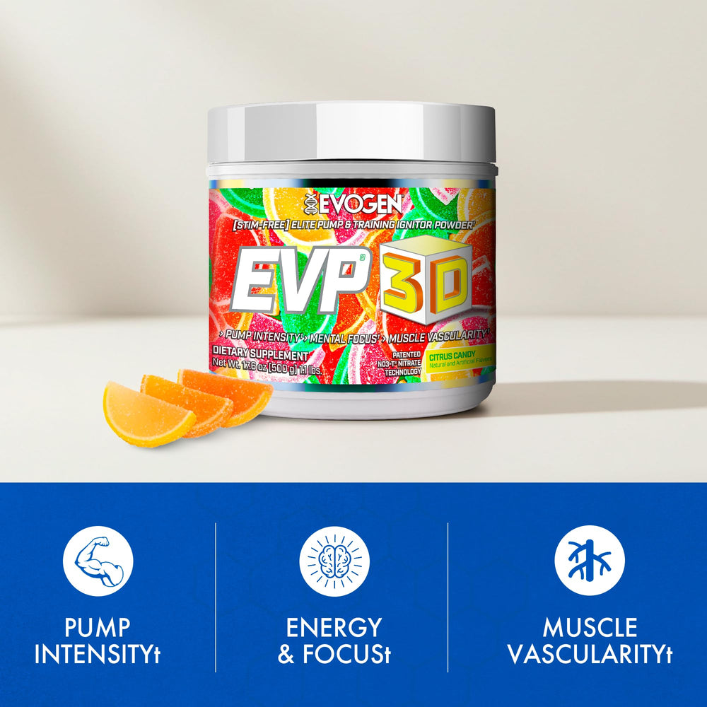 Evogen EVP 3D lcitrulline-boost image suggesting endurance support