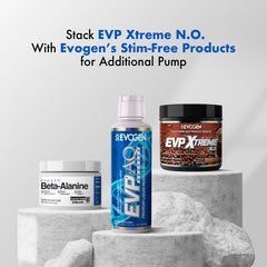 Evogen EVP Xtreme NO dosing spoon rests beside tub for easy scooping.