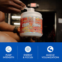 Evogen EVP Xtreme NO nutrition facts panel shown for clear ingredient information.
