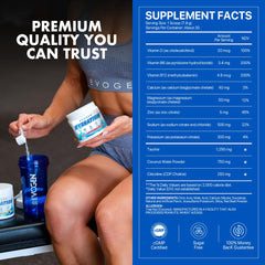 Evogen Hydration electrolyte closeup emphasizes potassium, sodium, magnesium for balance.