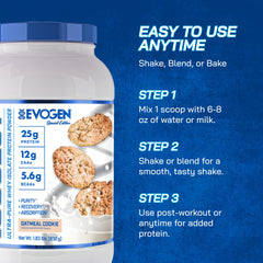 Evogen Isoject oatmeal cookie flavor packaging evokes tasty, convenient protein boost.
