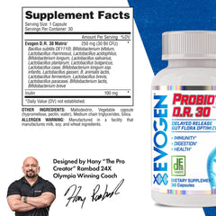 Evogen Probiotic D.R. 30 capsules arranged for everyday use