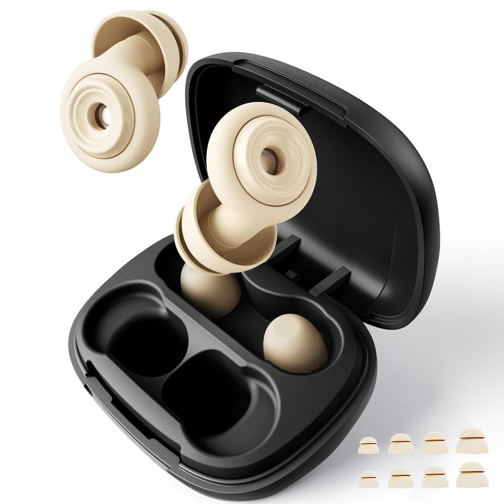 EXOVOW ear plugs sleep 45dB packaging demonstrates portable storage and reusable design.