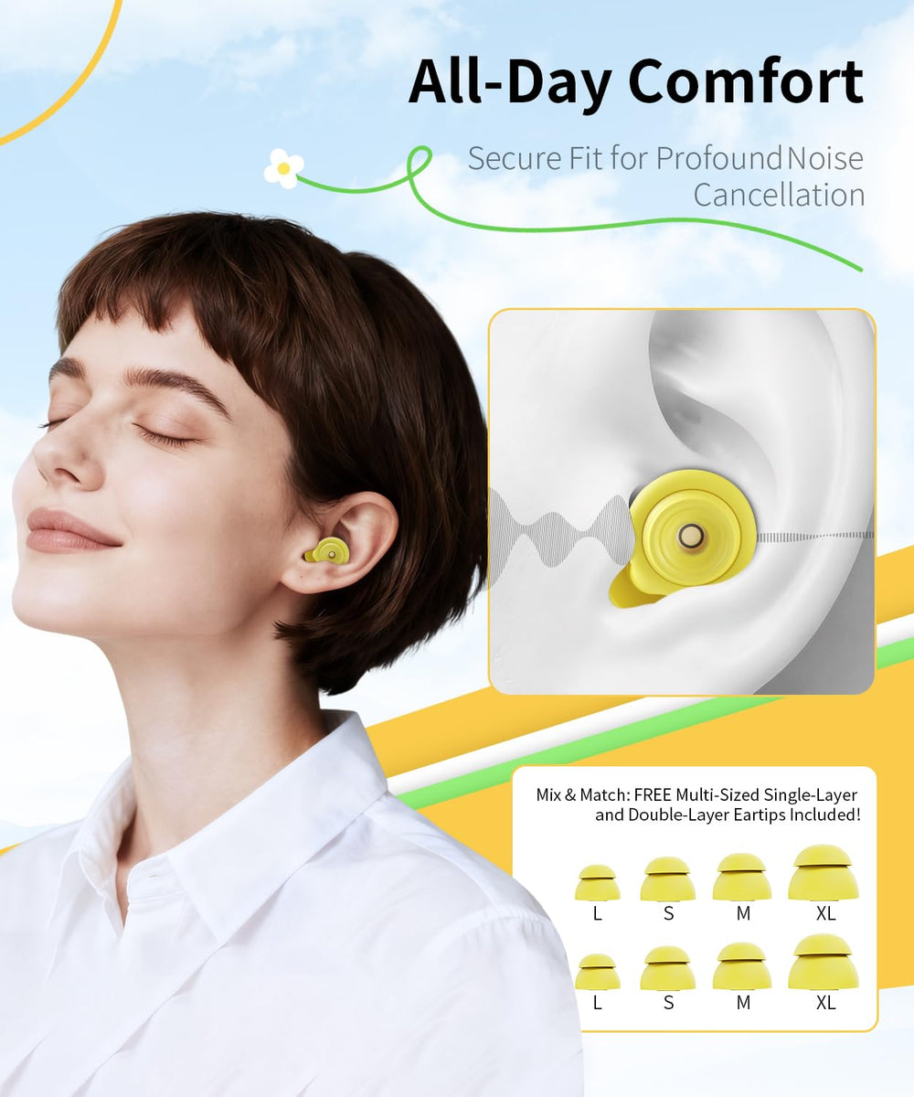 EXOVOW ear plugs designed for side sleepers with soft, comfortable fit