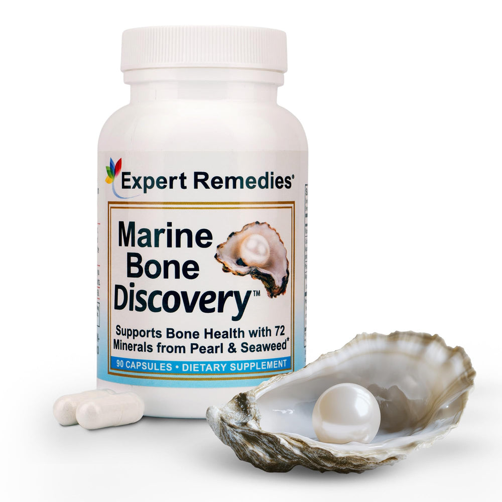 Expert Remedies Marine Calcium bottle showing absorbable pearl calcium for bone support