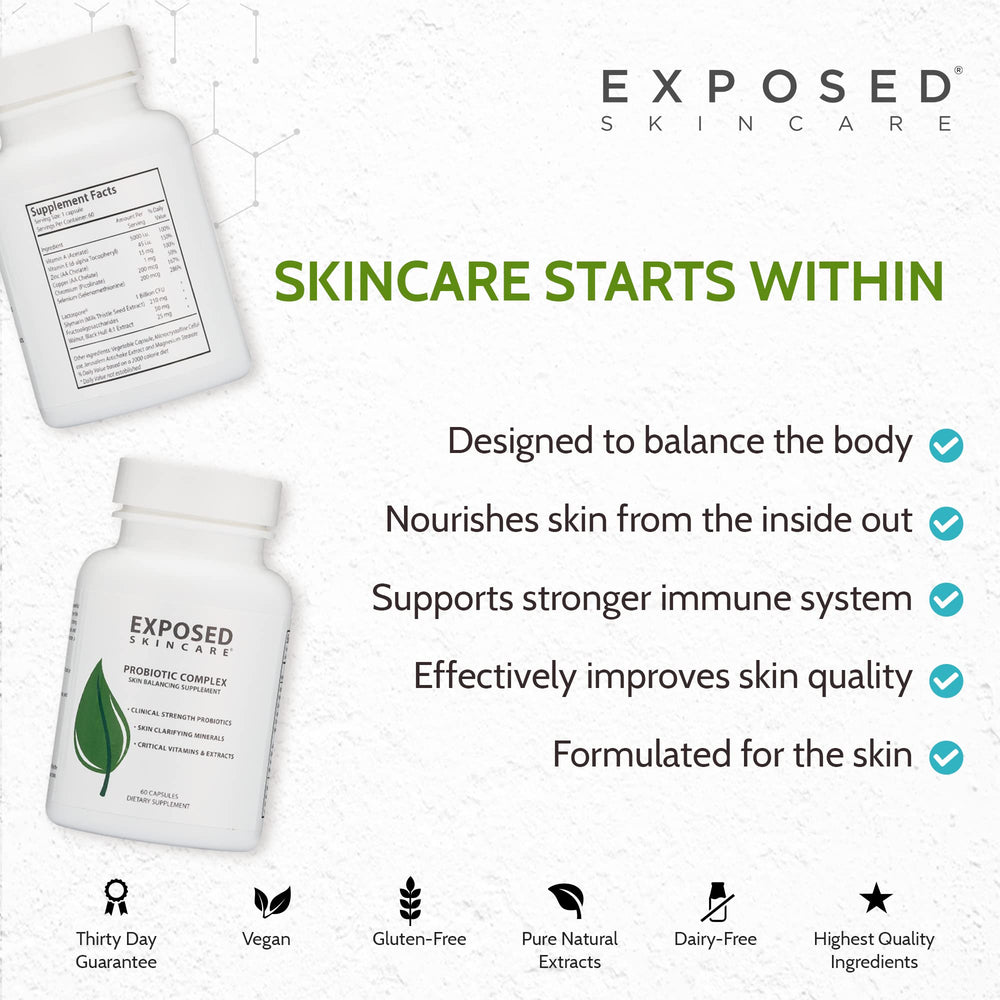 Exposed Skin Care USA-made bottle shown in a clean kitchen setting.