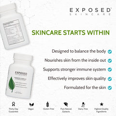 Exposed Skin Care USA-made bottle shown in a clean kitchen setting.