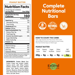 Extend Bar Peanut Butter Sugar-Free Protein Bar nutrition facts panel