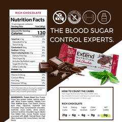 Extend Bar wrapper highlights zero sugar and keto-friendly nutrition