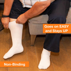 Extra Wide Medical mid calf crew socks fabric detail in white