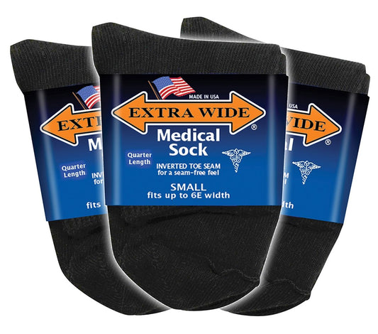 Extra Wide Medical Quarter Sock front view for all-day comfort during daily wear.