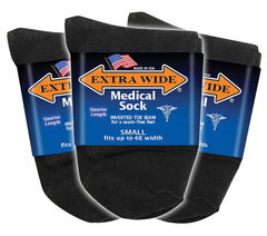 Extra Wide Medical Quarter Sock front view for all-day comfort during daily wear.