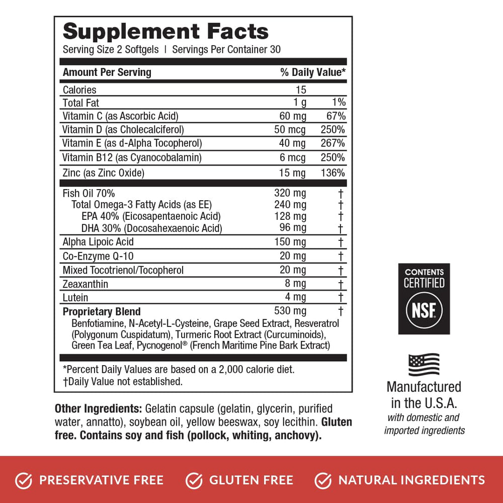 Desk view of EyePromise DVS bottle beside informative label