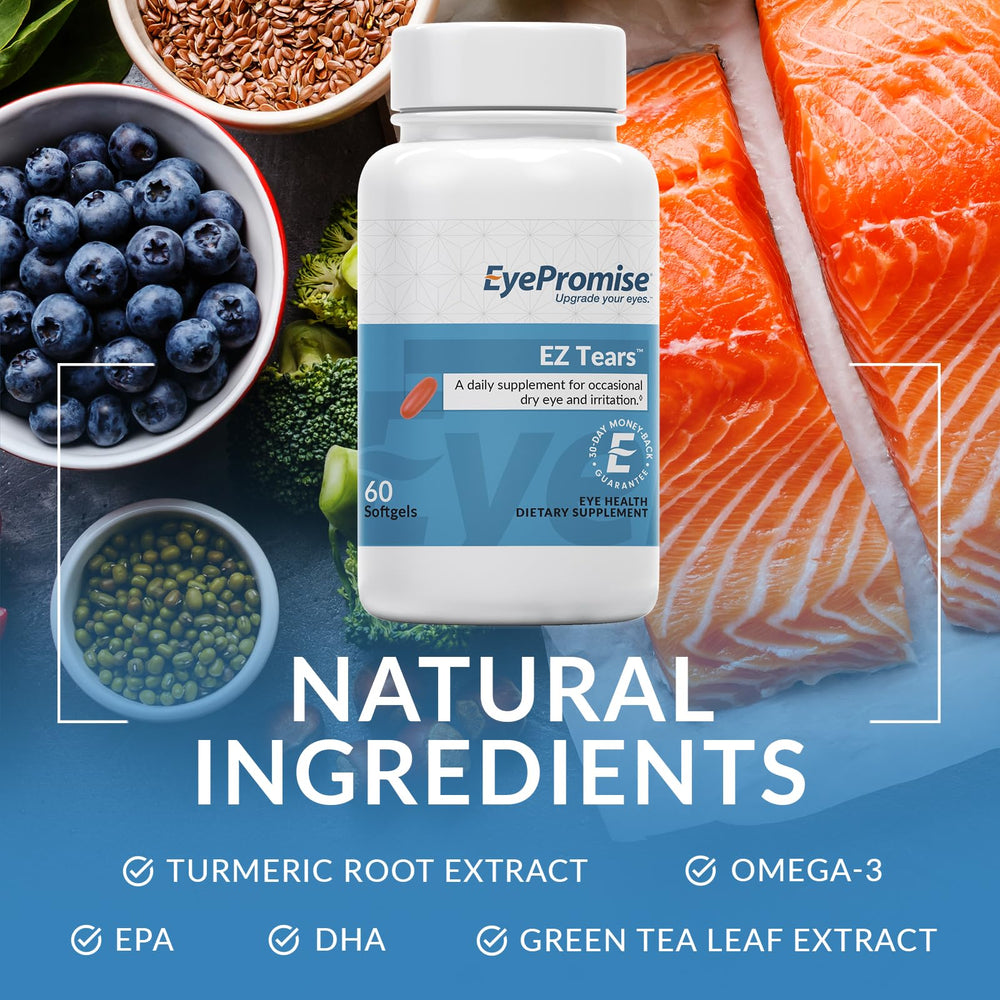 EyePromise Primrose oil and turmeric extract image emphasizing soothing nutrients for dryness.