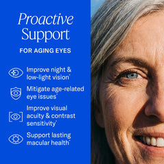 EyePromise Restore softgels close-up highlighting omega-3 and lutein-zeaxanthin ingredients for vision support