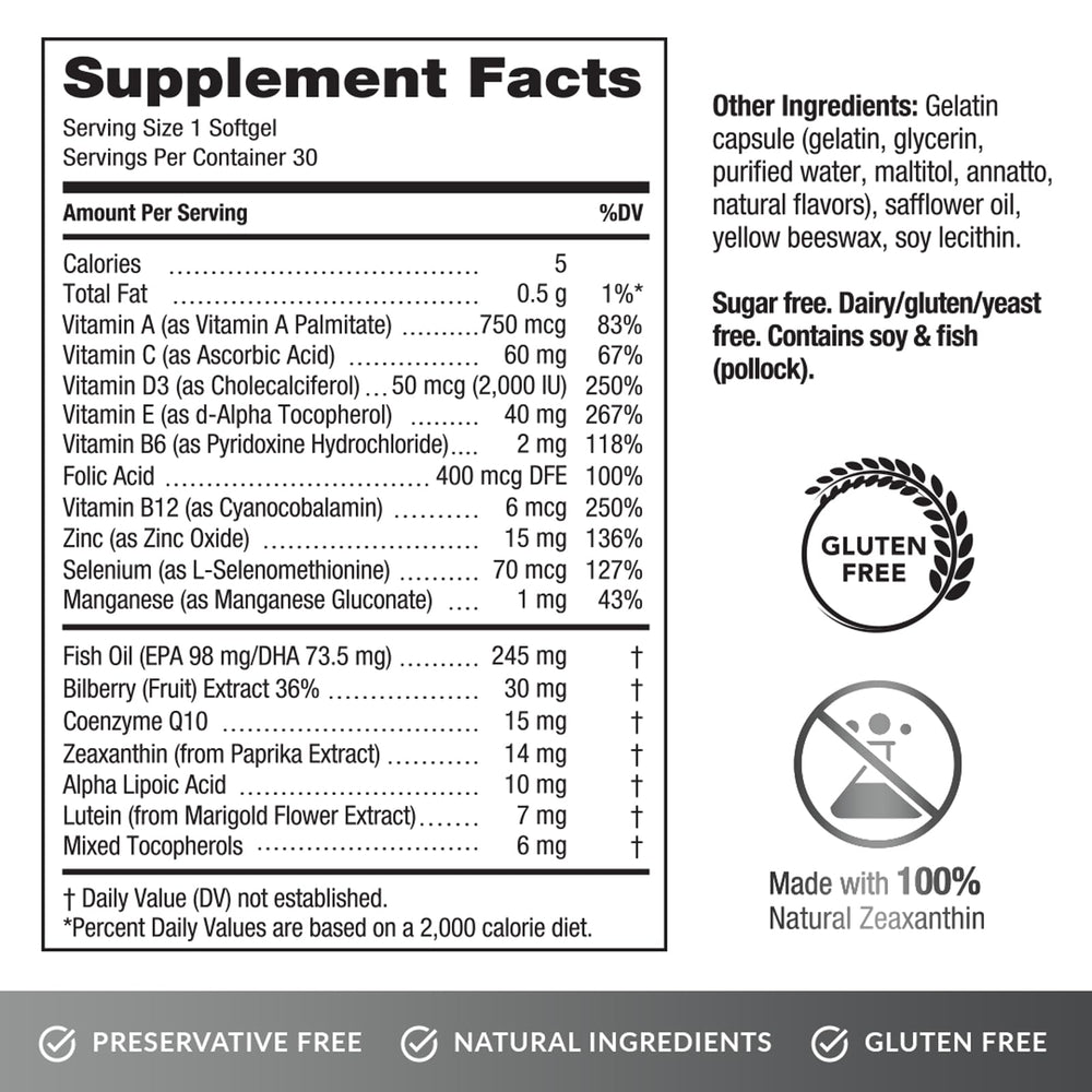 EyePromise Screen Shield capsule close-up highlights lutein and zeaxanthin content