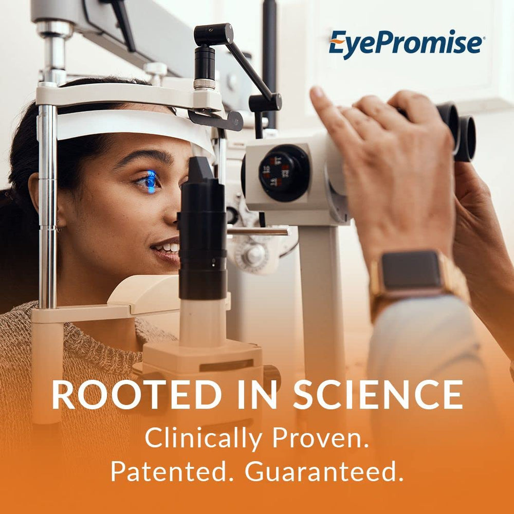 EyePromise Zeaxanthin + Lutein softgels close-up highlights nutrient blend.