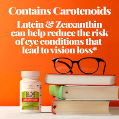 EyeScience Macular Health Formula bottle on table conveys ready-to-use daily supplement.