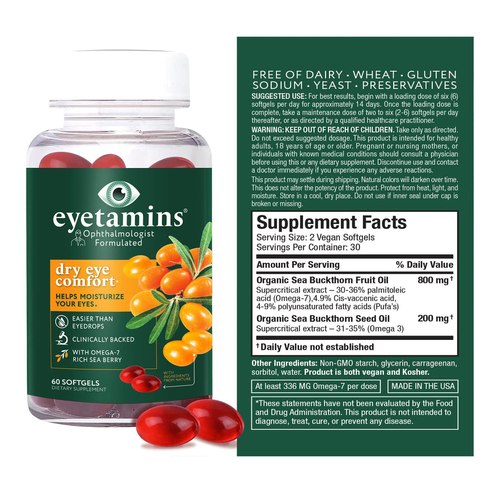 eyetamins Himalayan Sea Buckthorn oil visual highlights antioxidant-rich formula