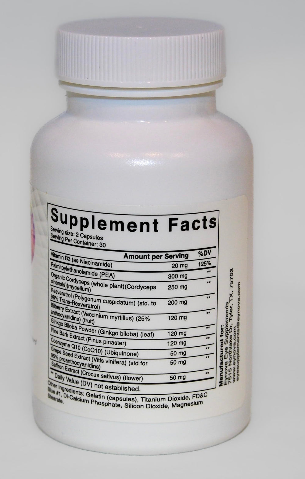Eynova EyNerve Pro label-detail reveals trusted ophthalmologist-formulated ingredients.