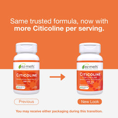 EZ Melts Citicoline quick-melt dosage illustrates easy, on-the-go use.
