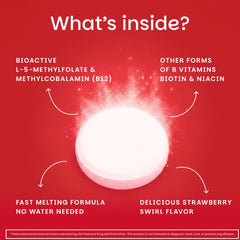 EZ Melts packaging box showcasing non-GMO vegan B-Complex benefits