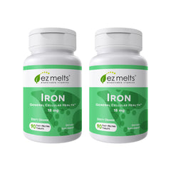 EZ Melts Iron dissolvable tablet visible in hand for easy daily support