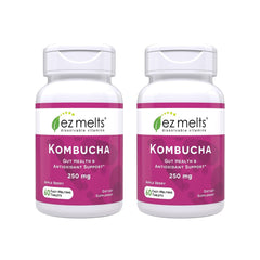 EZ Melts kombucha tablets in packaging for gut health on the go.