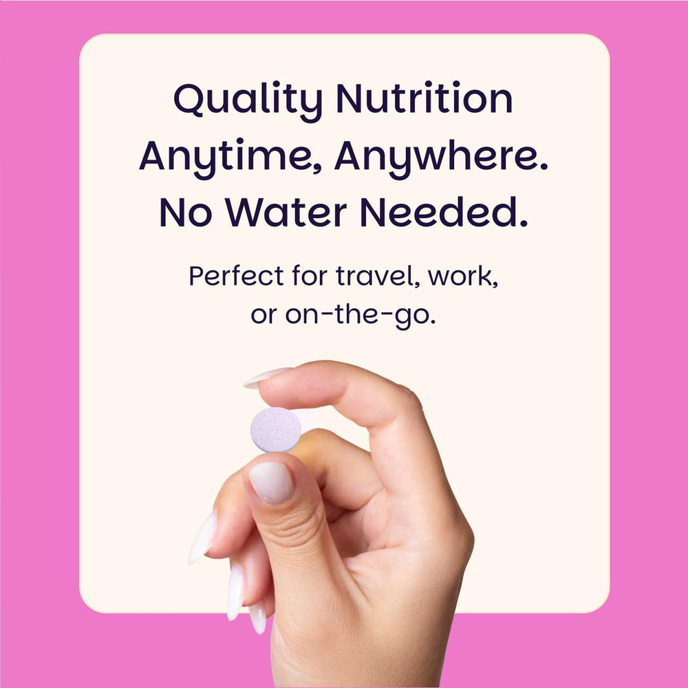 EZ Melts on-the-go use shown with compact bottle.