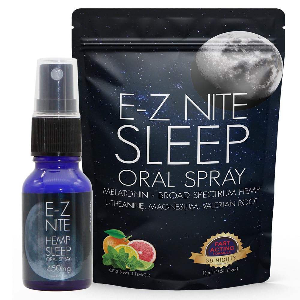 E-Z Nite hemp sleep spray bottle with melatonin promotes a calm night.
