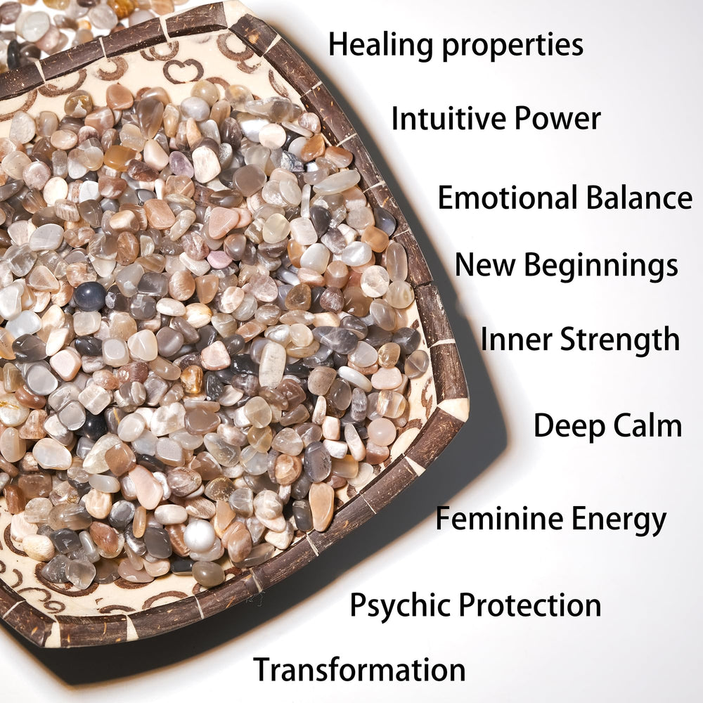 EZhandcraft Moonstone crystal grids with natural chips enhance meditation spaces.