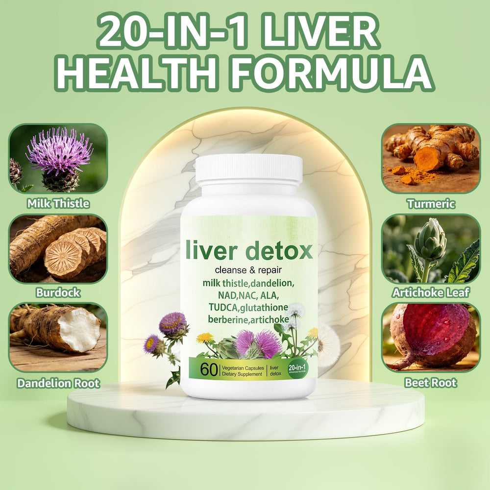 EZTZMCN Liver Detox capsules close-up highlighting herbal formula