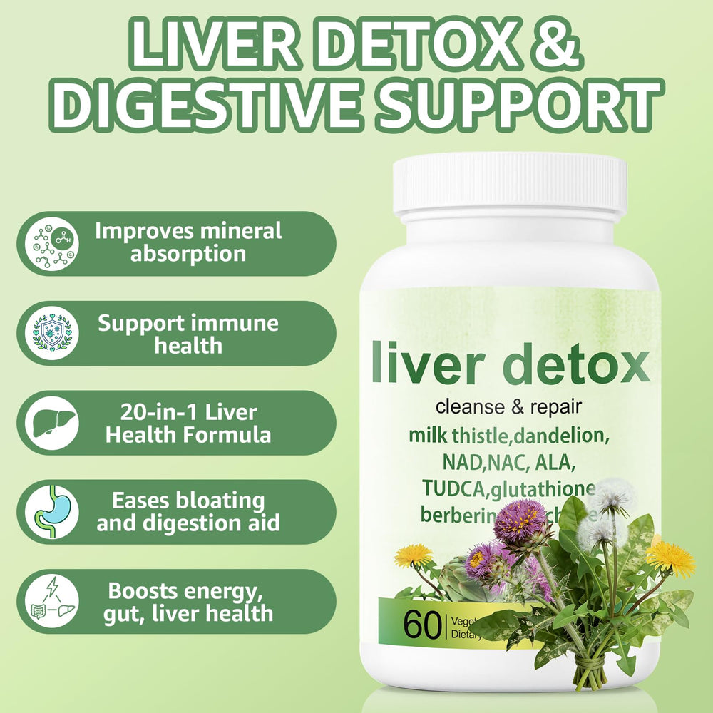 EZTZMCN Liver Detox ingredients label featuring milk thistle and artichoke