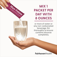 Fairhaven Health mixing the powder in water for a quick daily ritual