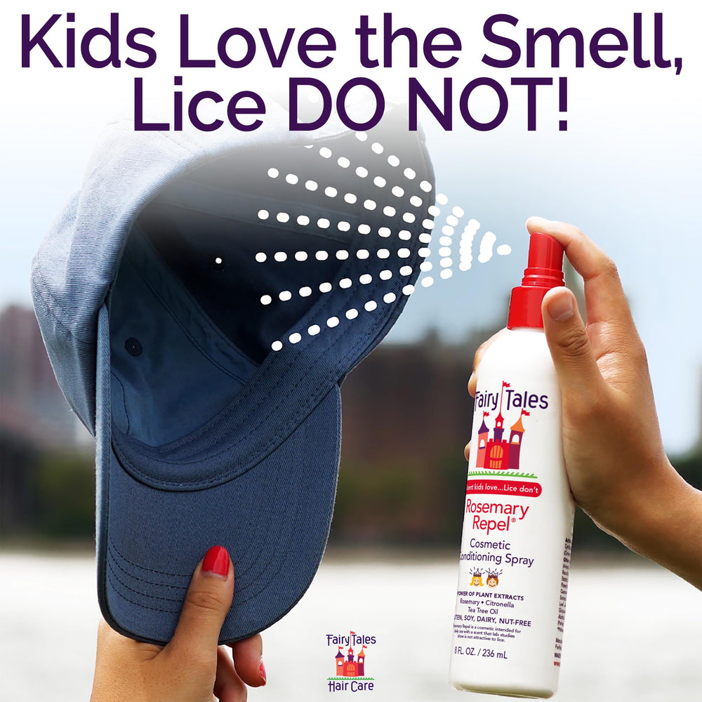 Fairy Tales Rosemary Repel child enjoying aroma during routine wash.