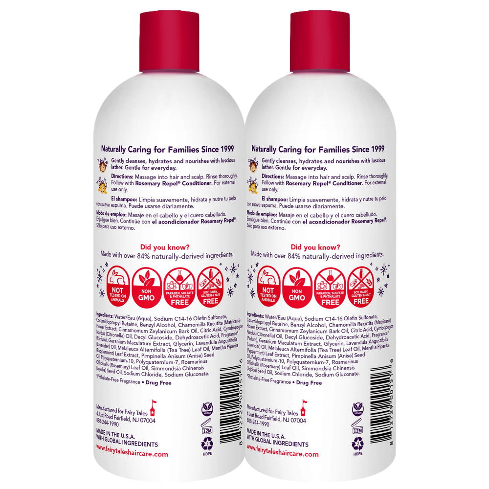 Fairy Tales Rosemary Repel Kids Shampoo lather demonstrates gentle cleansing for kids' hair.
