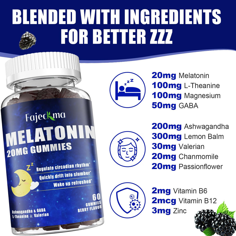 Fajeckma melatonin gummies berry flavor close-up shows a tasty, sugar-free nightly option.