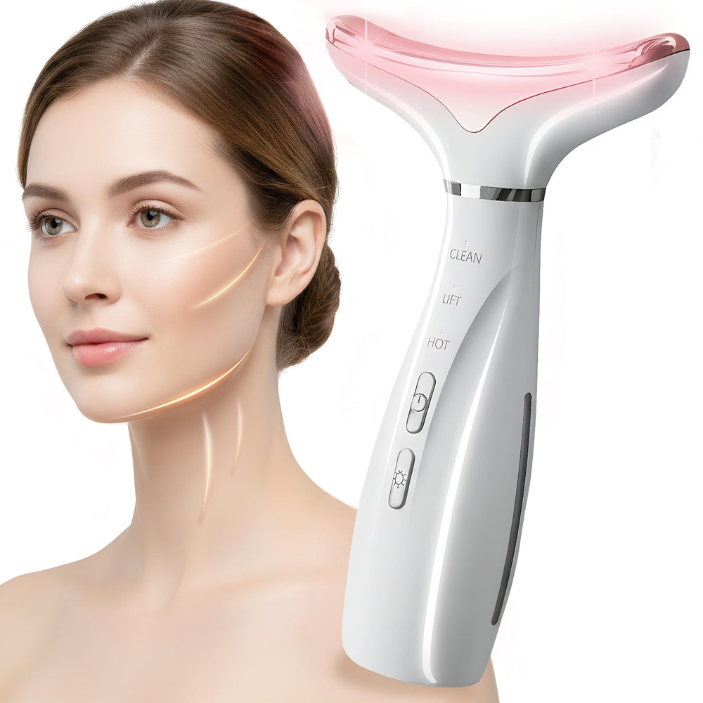 Famawo Face and Neck Massager with LED modes for soothing daily skin care.