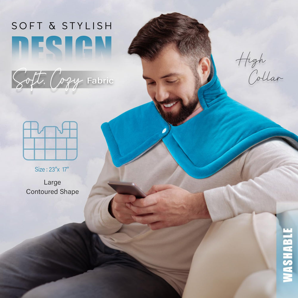fanatato heating pad controls highlight 6 heat settings for personalized warmth.